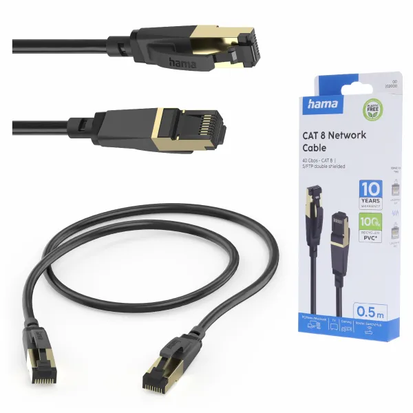Kabel sieciowy Hama RJ45 Cat 8 S/FTP 0,5 m do Internetu