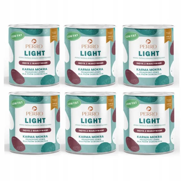PERRO LIGHT mokra karma dla psa Indyk z warzywami 6x800g