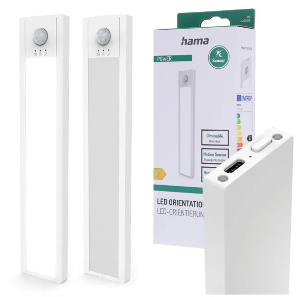 LAMPKA NOCNA LED Z CZUJNIKIEM RUCHU I ZMIERZCHU, ŁADOWALNA, MAGNETYCZNA, ALUMINIOWA, 21 CM
