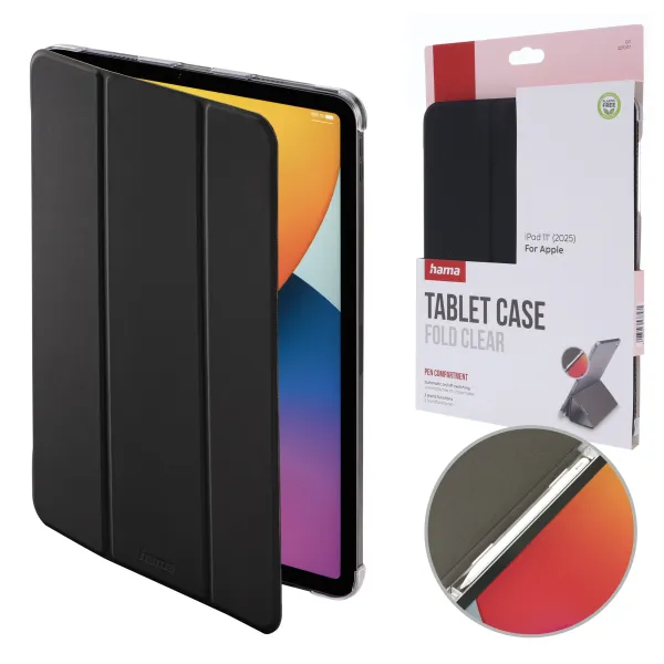 Etui case Fold clear Hama z miejscem na rysik iPad 11" 11 gen 2025 czarne