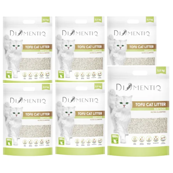 DIAMENTIQ Tofu Matcha Ultra clumping - żwirek roślinny - 6x2,5kg
