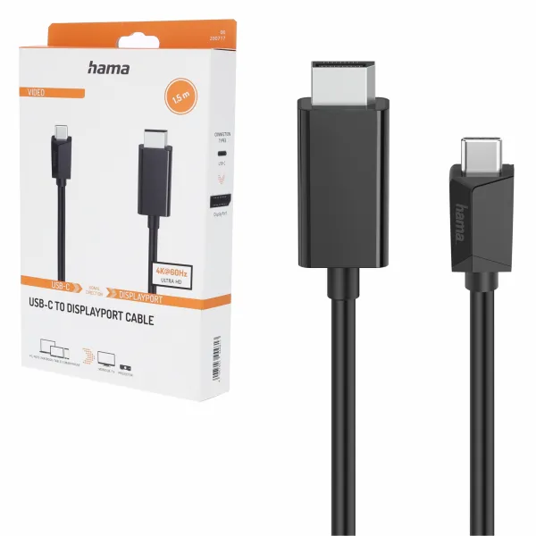 Hama KABEL PRZEWÓD PRZEJŚCIÓWKA ADAPTER USB-C - DISPLAYPORT 4K 1,5M