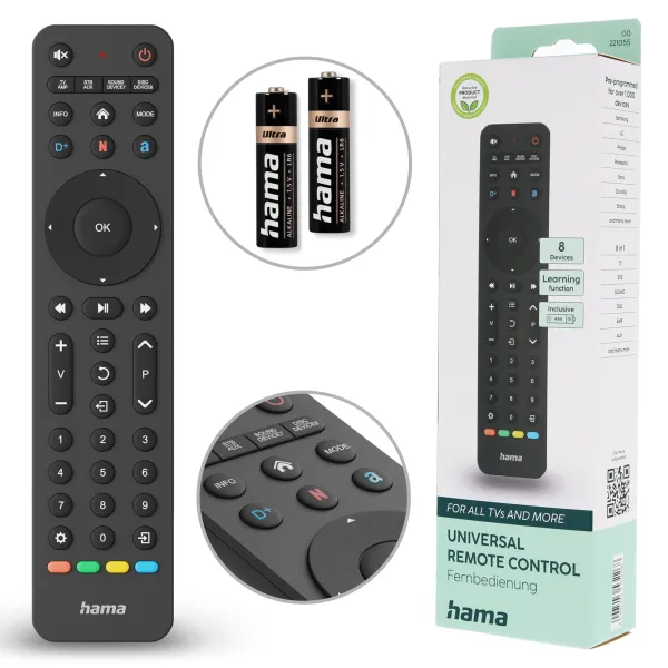 Pilot do telewizora uniwersalny Hama 8w1 Netflix, Prime Video, Disney+