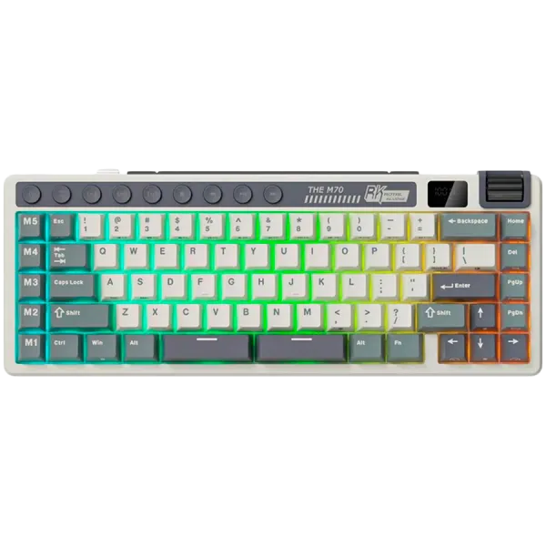 ROYAL KLUDGE RK M70 Cyan Purple Gaming Keyboard Beige switch