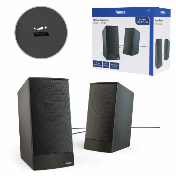 Hama GŁOŚNIKI KOMPUTEROWE STEREO LS-208 do komputera PC minijack 3,5 mm