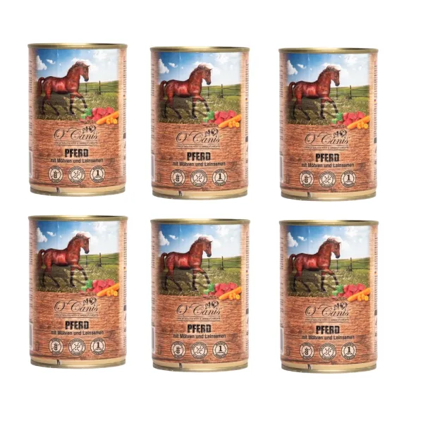 O'CANIS Konina z warzywami i siemieniem - mokra karma dla psa - 6x800 g