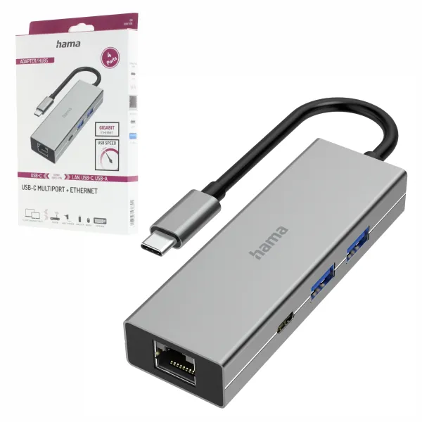Hama Multiport Hub Adapter Rozdzielacz 2x USB-A 3.2 1xUSB-C 1xLAN Thunderbolt