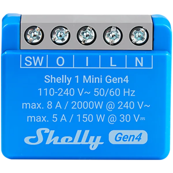 SHELLY 1 Mini Gen4 1-kanałowy mini moduł ze stykiem bezpotencjałowym