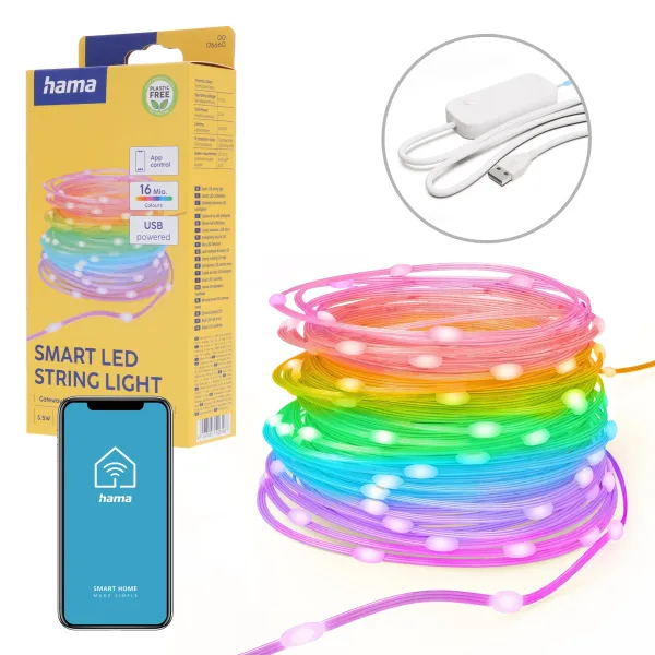 Hama łańcuch świetlny LED WIFI RGB IP65 10M SMART HOME APLIKACJA