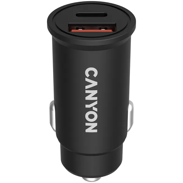 CANYON Ładowarka samoch. C-20-03 PD30W QC3.0 USB-C USB-A Czarna