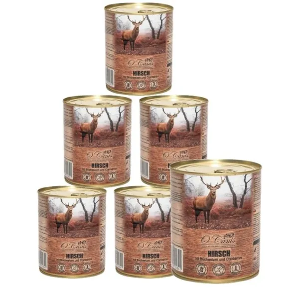O'CANIS Jeleń z kaszą gryczaną - mokra karma dla psa - 6x800g