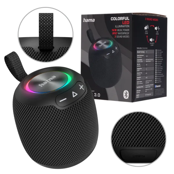 Głośnik mobilny Bluetooth Hama "Bomb 3.0" czarny przenośny