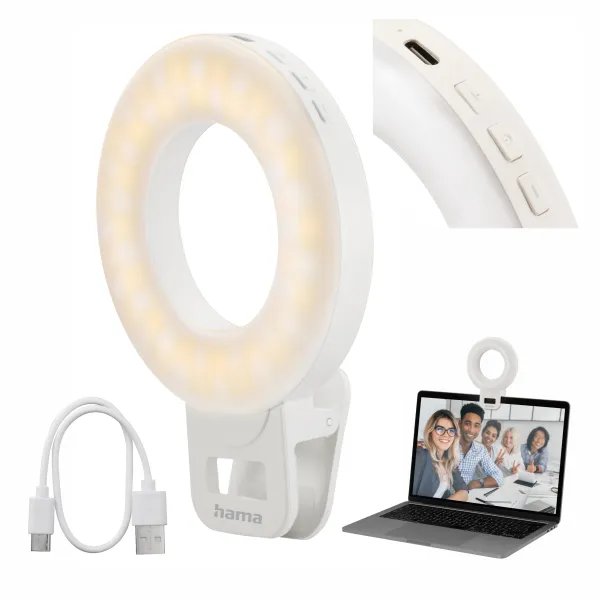 HAMA MINI LAMPA LAMPKA PIERŚCIENIOWA LED TO GO Z KLIPSEM DO TELEFONU