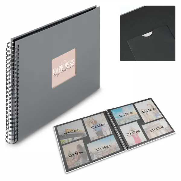 HAMA ALBUM NA ZDJĘCIA FINE ART 36X32/50 KAMIENNOSZARY CZARNE KARTKI FOTO