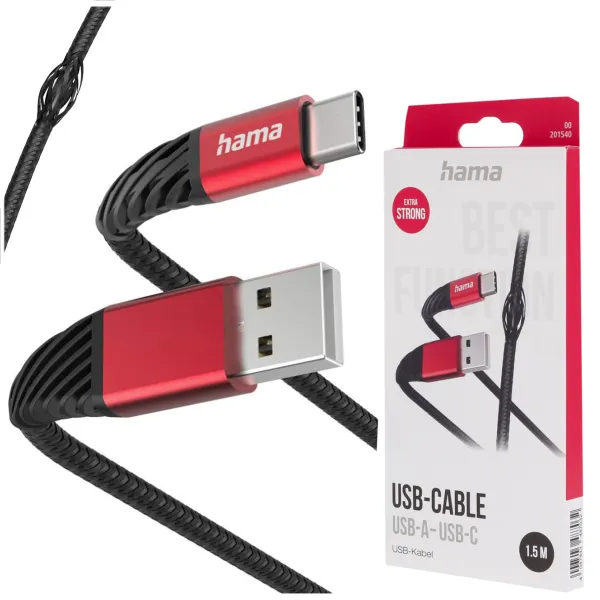 Mocny Kabel USB-C/USB-A Do Ładowania Telefonu Hama Extreme wzmocniony 1,5m