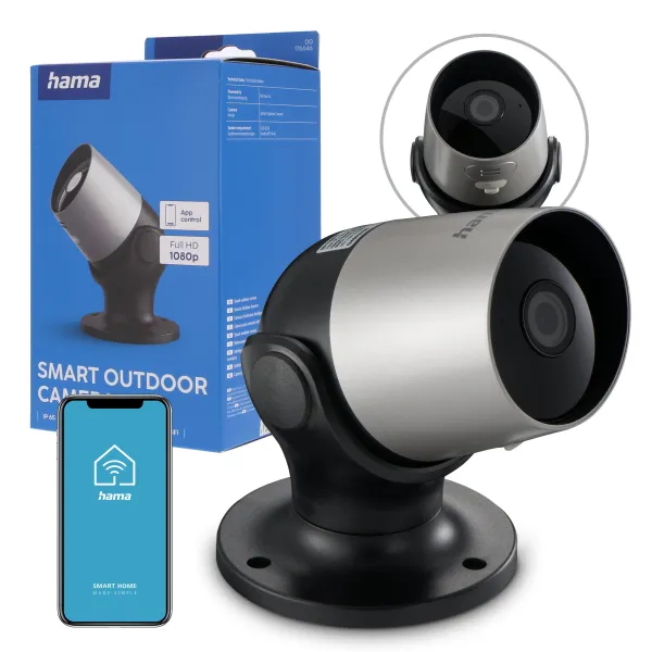 Kamera zewnętrzna WiFi HAMA z czujnikiem ruchu i noktowizorem Full HD1080p