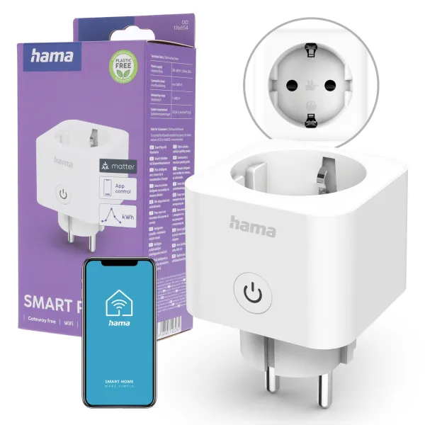 Hama SMART inteligentne Gniazdko WiFi Matter 3680 TUYA Pomiar Zużycia Prądu