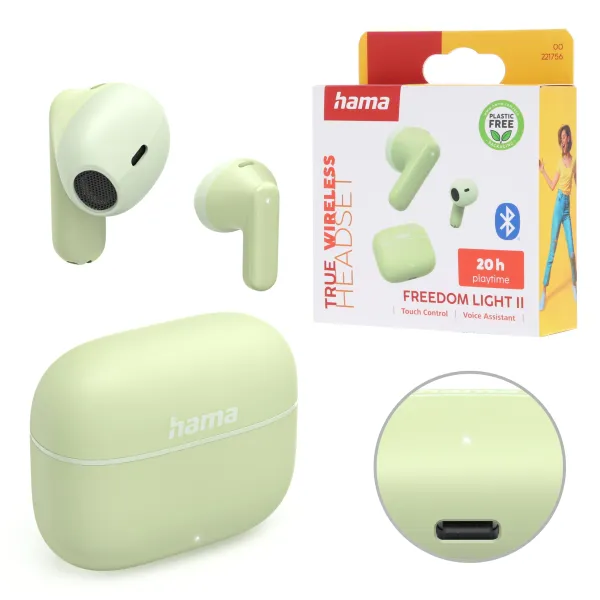 Słuchawki douszne bezprzewodowe Hama Freedom light II zielone true wireless