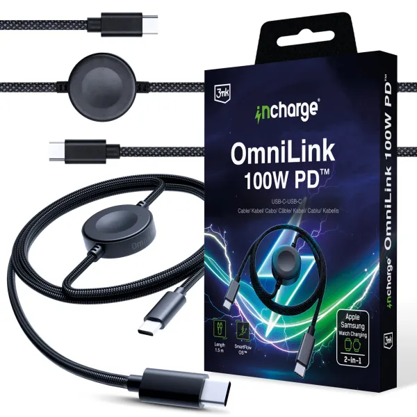 3mk incharge® OmniLink 100W PD Black 1.5m