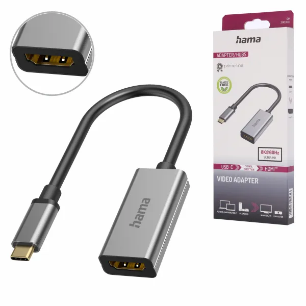 HAMA ADAPTER PRZEJŚCIÓWKA USB-C WTYK - GNIAZDO HDMI ULTRA HD 8K 60Hz