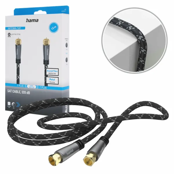 Hama kabel antenowy koncentryczny PREMIUM WTYK F - WTYK F 120dB 1,5M