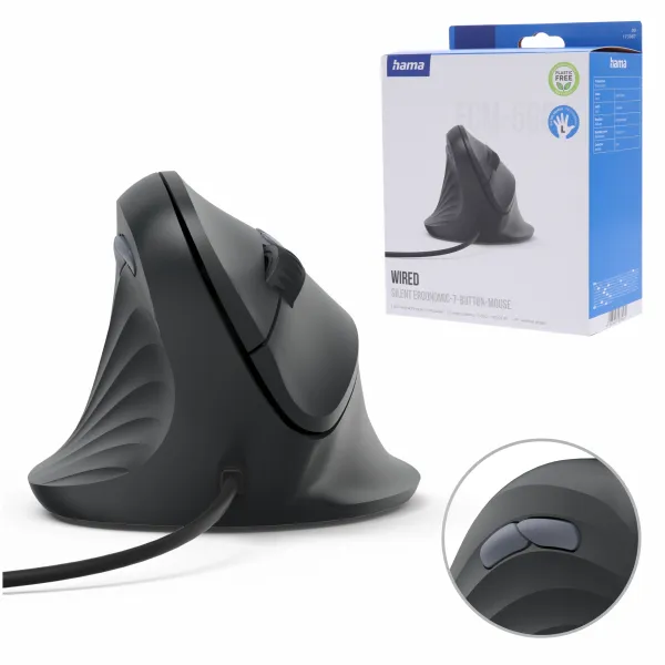 Hama mysz myszka ergonomiczna przewodowa Ergo USB ECM-500L dla leworęcznych