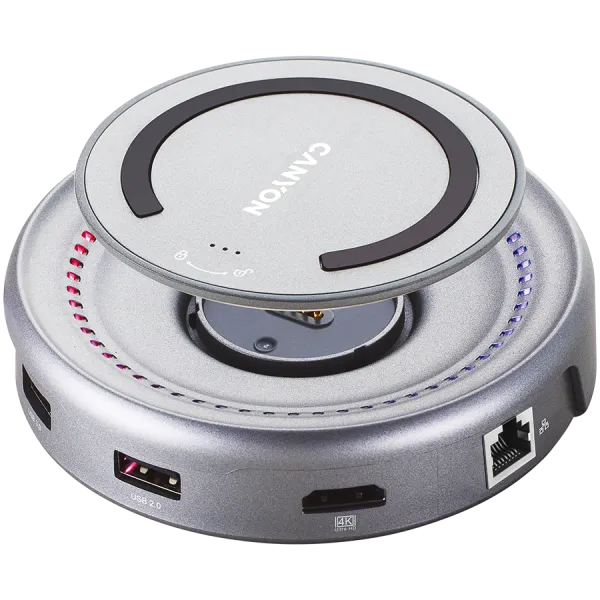 CANYON HUB DS-7 7in1 USB-C Ładowanie Qi Space Grey