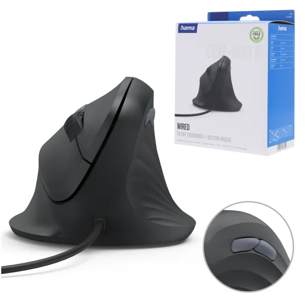 Hama Ergo USB mysz myszka przewodowa ergonomiczna ECM-500 R pionowa USB