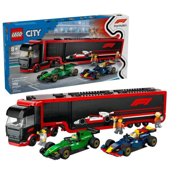 Klocki LEGO City 60445 - F1 Ciężarówka z bolidami RB20 i AMR24 F1