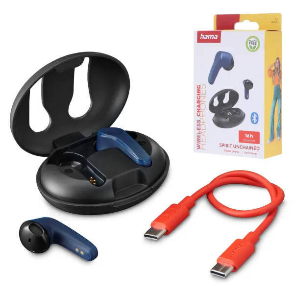 Słuchawki dokanałowe Hama true wireless Spirit unchained ENC niebieskie