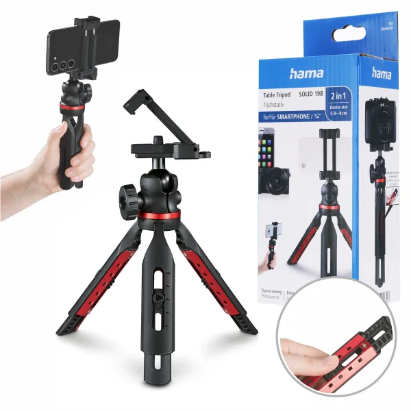 Hama składany Statyw Foto Tripod Stołowy Solid Do Smartfonów I Aparatów
