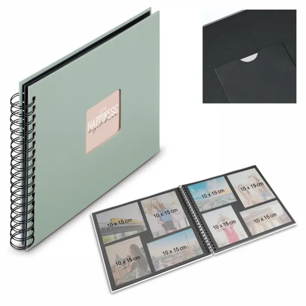 HAMA ALBUM NA ZDJĘCIA FINE ART 36X32/50 SZAROZIELONY CZARNE KARTKI FOTO