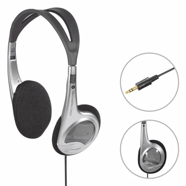 HAMA SŁUCHAWKI NAUSZNE "HK-229" NA KABLU MINI JACK MOCNY BASS LEKKIE