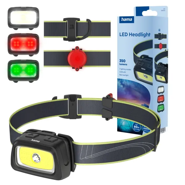 HAMA LATARKA CZOŁOWA LED HL240 240lm 7 TRYBÓW ŚWIATŁO CZERWONE TYLNE