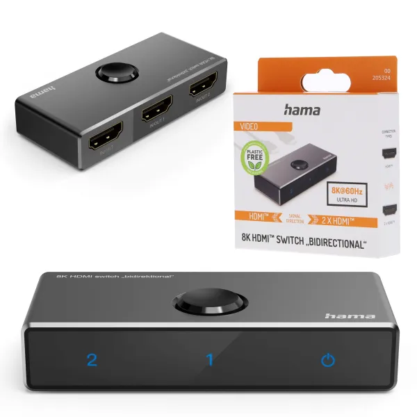Hama przełącznik 8K HDMI Switch dwukierunkowy do monitora komputera konsoli