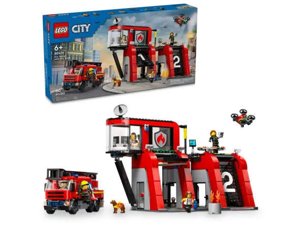 Klocki LEGO City 60414 - Remiza strażacka z wozem strażackim