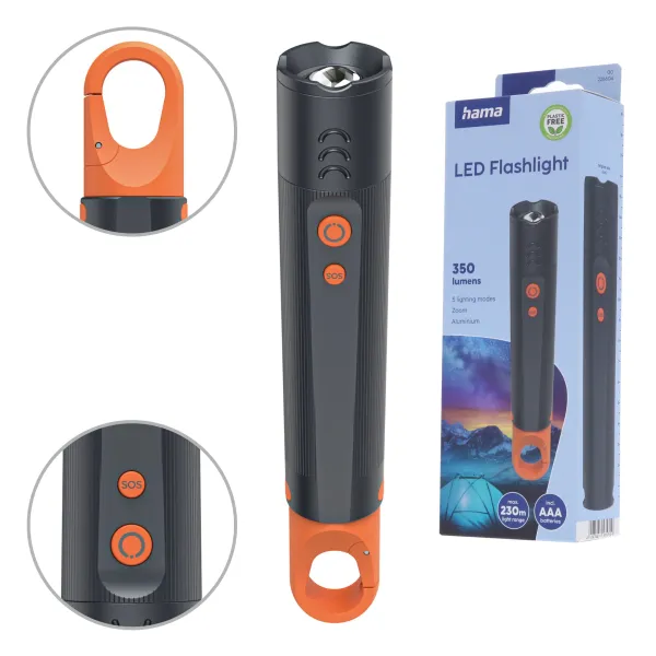 HAMA LATARKA TURYSTYCZNA LED FLX300 300lm 150m 4 TRYBY ŚWIECENIA ZOOM