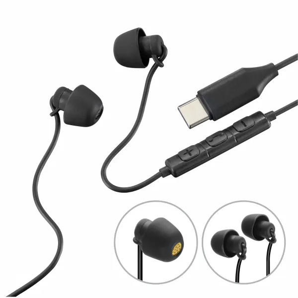 HAMA SŁUCHAWKI DOKANAŁOWE PRZEWODOWE CALM USB-C CZARNE MIKROFON + PILOT