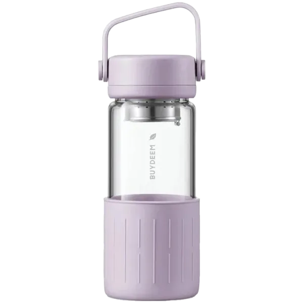 BUYDEEM Szklana butelka z zaparzaczem 350 ml, CD1008, Petal Purple