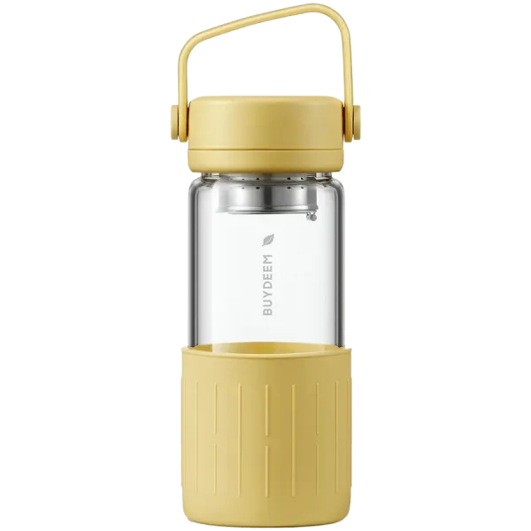 BUYDEEM Szklana butelka z zaparzaczem 350 ml, CD1008, Mellow Yellow