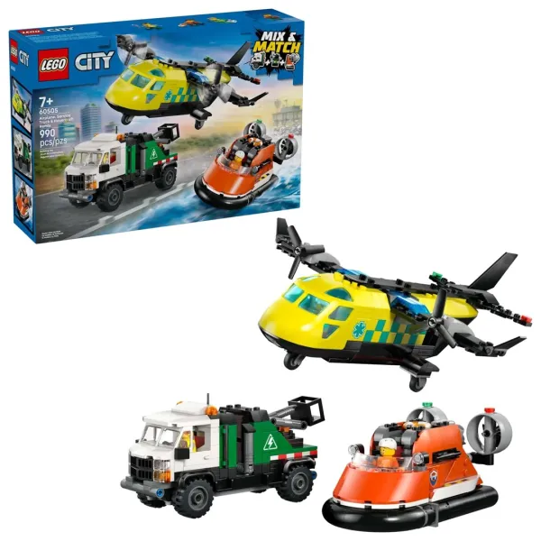 Klocki LEGO City 60505 - Zestaw z samolotem, ciężarówką serwisową i poduszkowcem