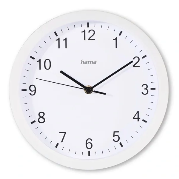 Zegar ścienny Hama Elba 25cm z cyframi arabskimi biały bez tykania