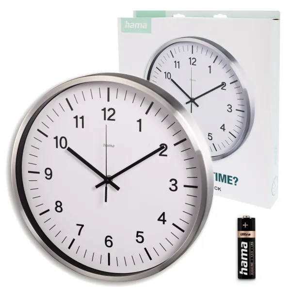 Hama zegar ścienny JAVA Z DCF radiowy SREBRNY 35 cm cichy czytelny szkło