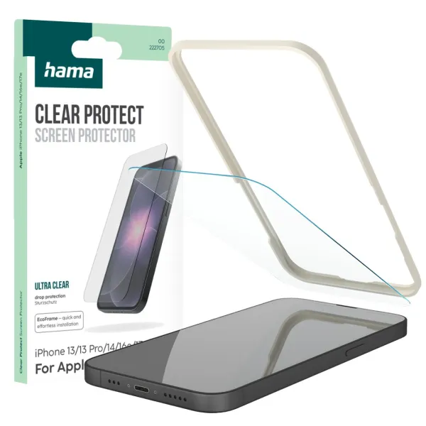 Szkło ochronne Hama do iPhone 13/13 PRO/14/16e/17e z ramką montażową