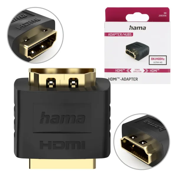 Hama adapter przedłużka do kabla HDMI HDR eARC pozłacany